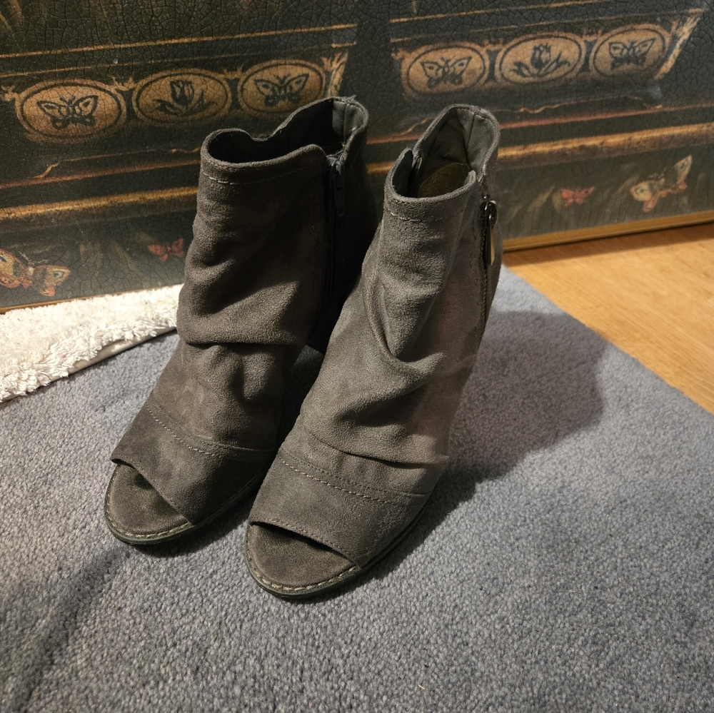 Women's Black Peep-Toe Ankle Boots